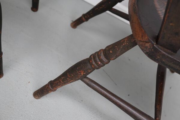 Paire de chaises Oxford anciennes, Windsor, dossier à lattes, fauteuil, orme, XIXe siècle