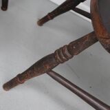 Paire de chaises Oxford anciennes, Windsor, dossier à lattes, fauteuil, orme, XIXe siècle