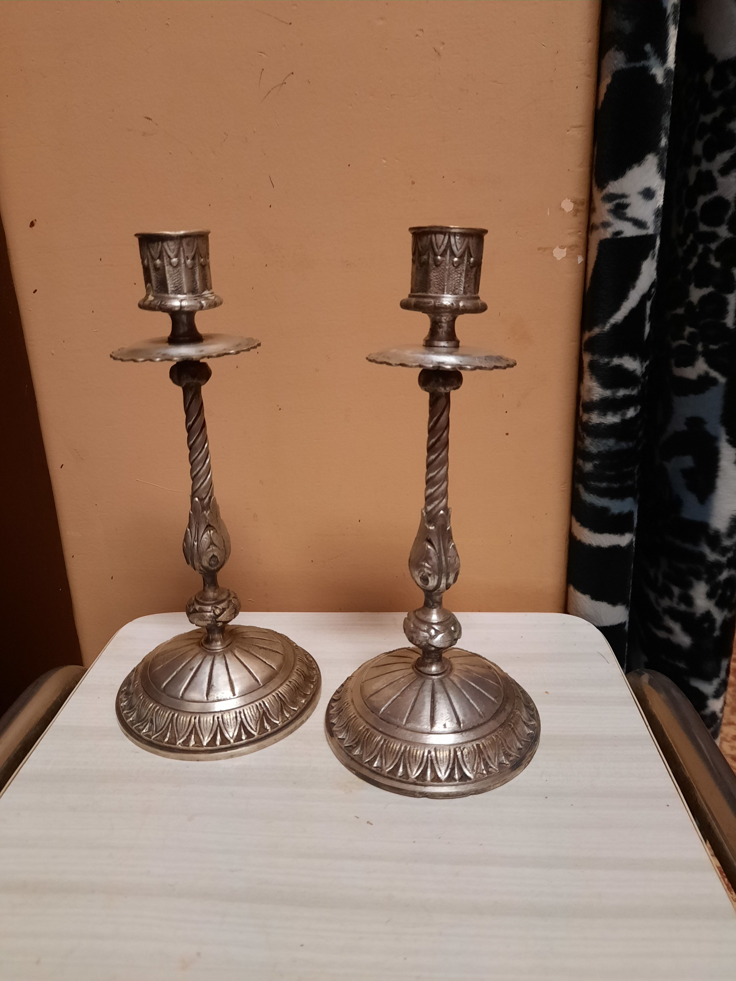 Pair of silver candle holders