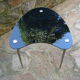 Side table black glass top and metal base