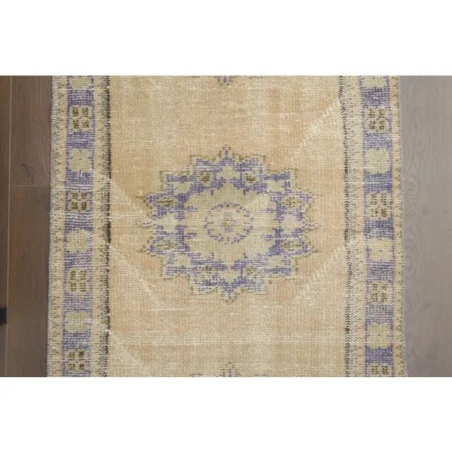 1970s Vintage Turkish Hand-Knotted Wool Cotton Orange Runner Rug 77x314