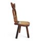 Chaises tripodes brutalistes en cuir de vache pour chat / étiquetées fabriquées en Espagne, dossier pliable, années 1960
