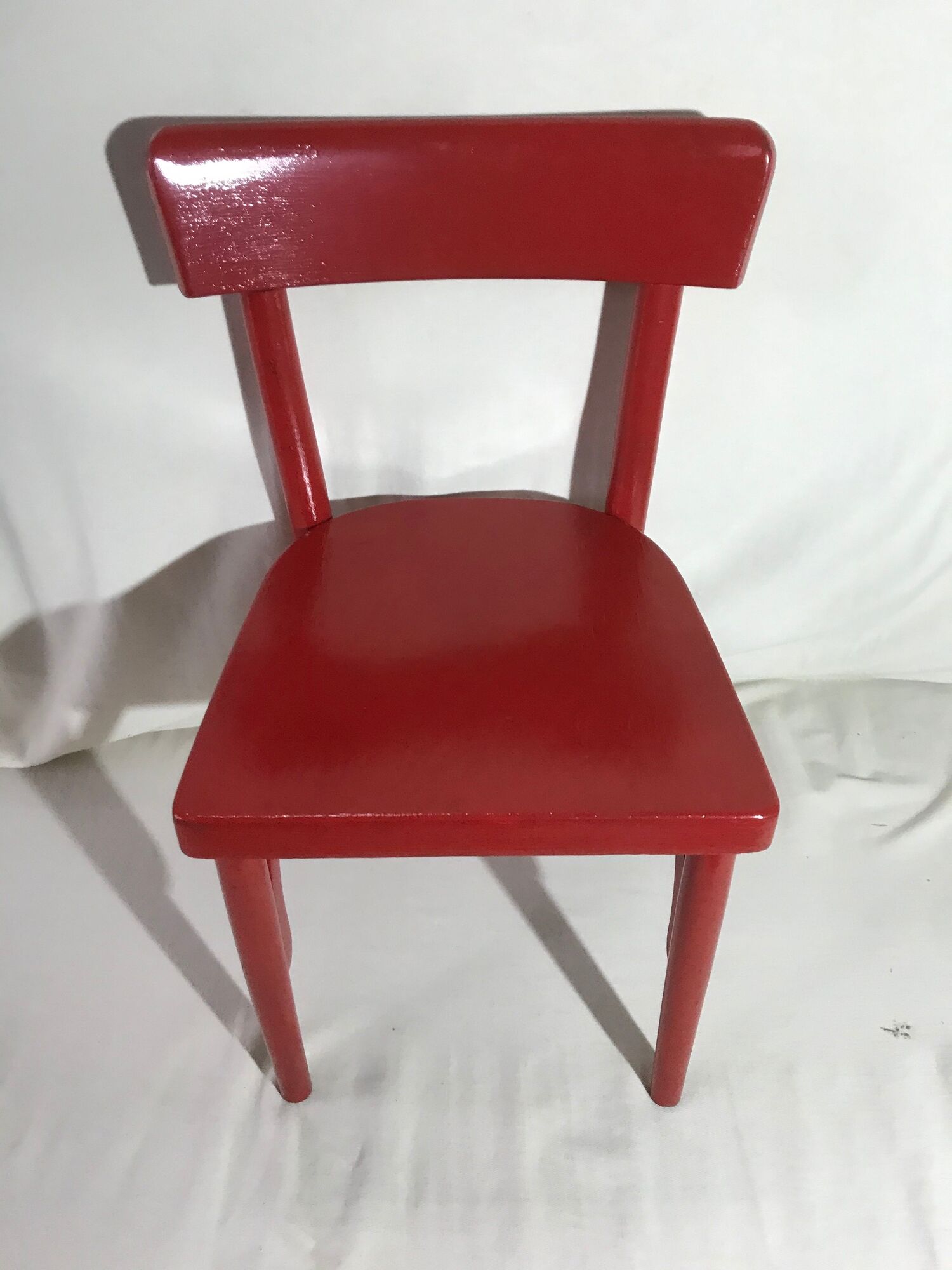 Paire de chaise ancienne Baumann bois rouge assise enfants vintage