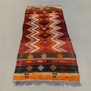 Vintage Turkish Mini Kilim 93x43 cm Wool Small Kelim Runner, shabby Chic