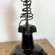 Lampe de plafond industrielle en émail noir à forme de ciseaux, années 1930
