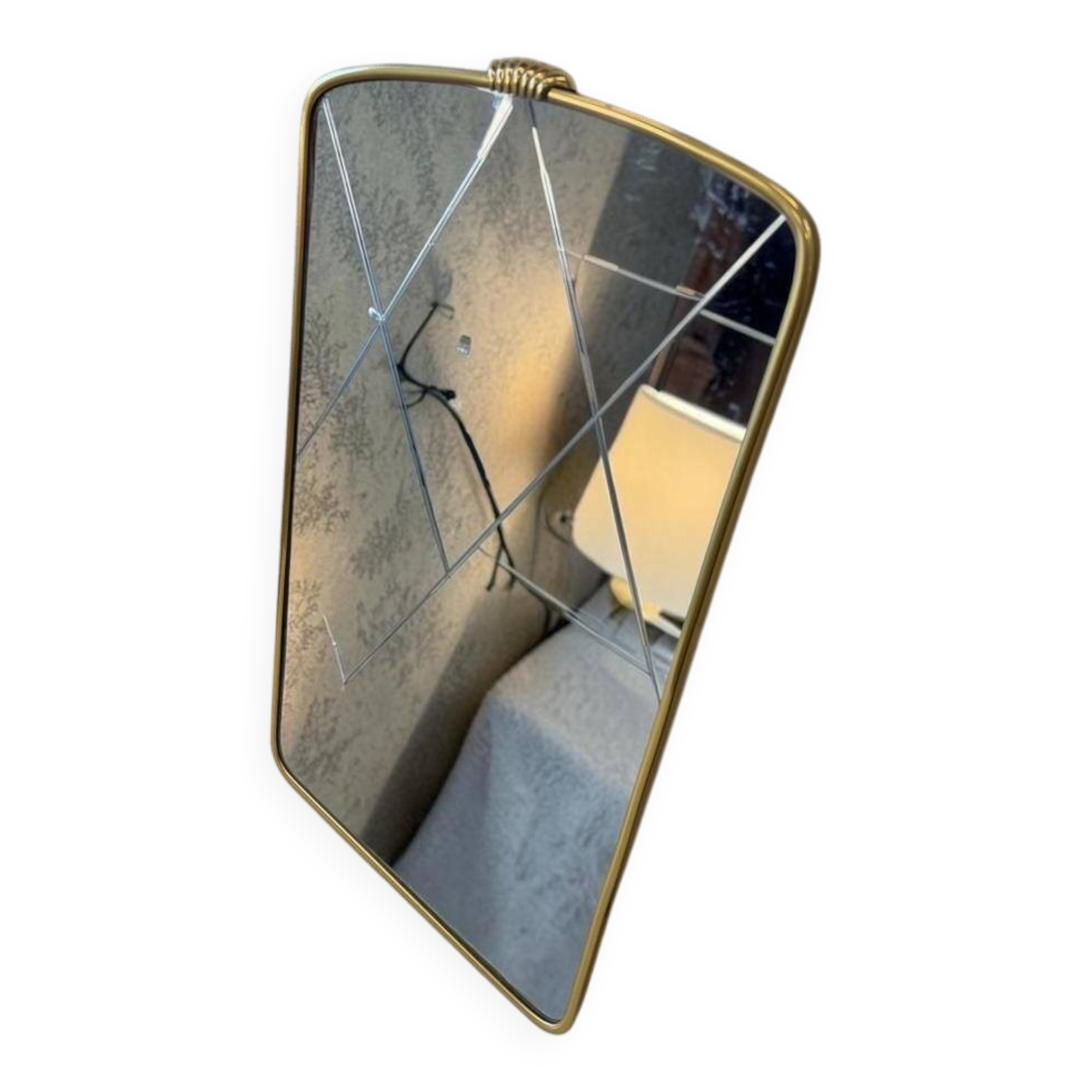 Vintage gold mirror / wall mirror with diamond pattern