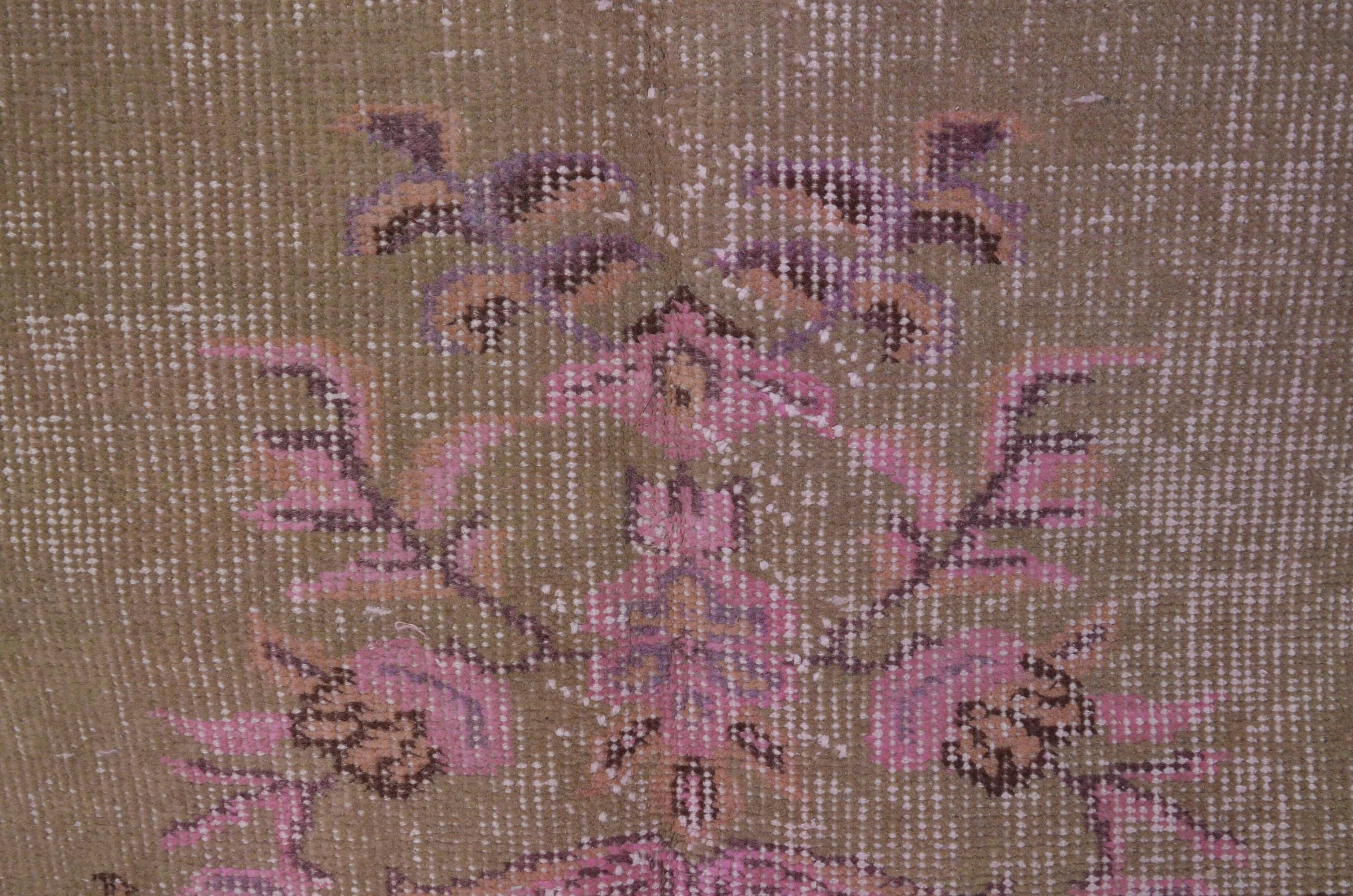 Pink Oushak Turkish Carpet sku 1915