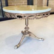 Table d'appoint/table basse vintage en laiton avec plateau en onyx