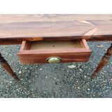 Country farmhouse table in pine and walnut, 1 drawer