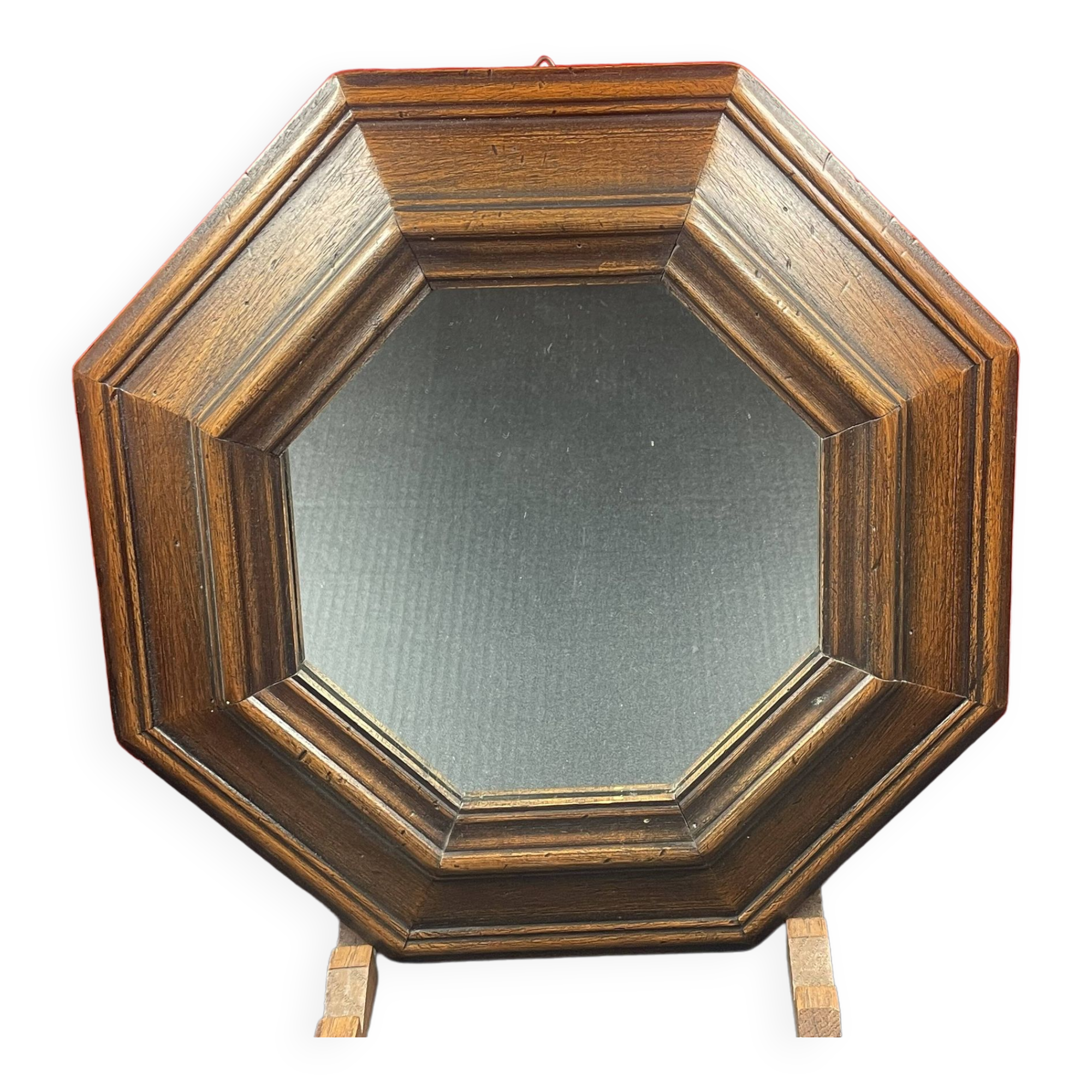 Rustic molded wood mirror 34 cm