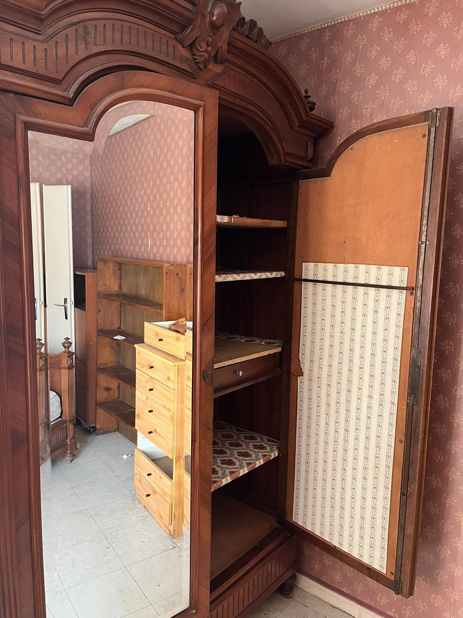 Henri II style wardrobe – late 19th century – carved pediment