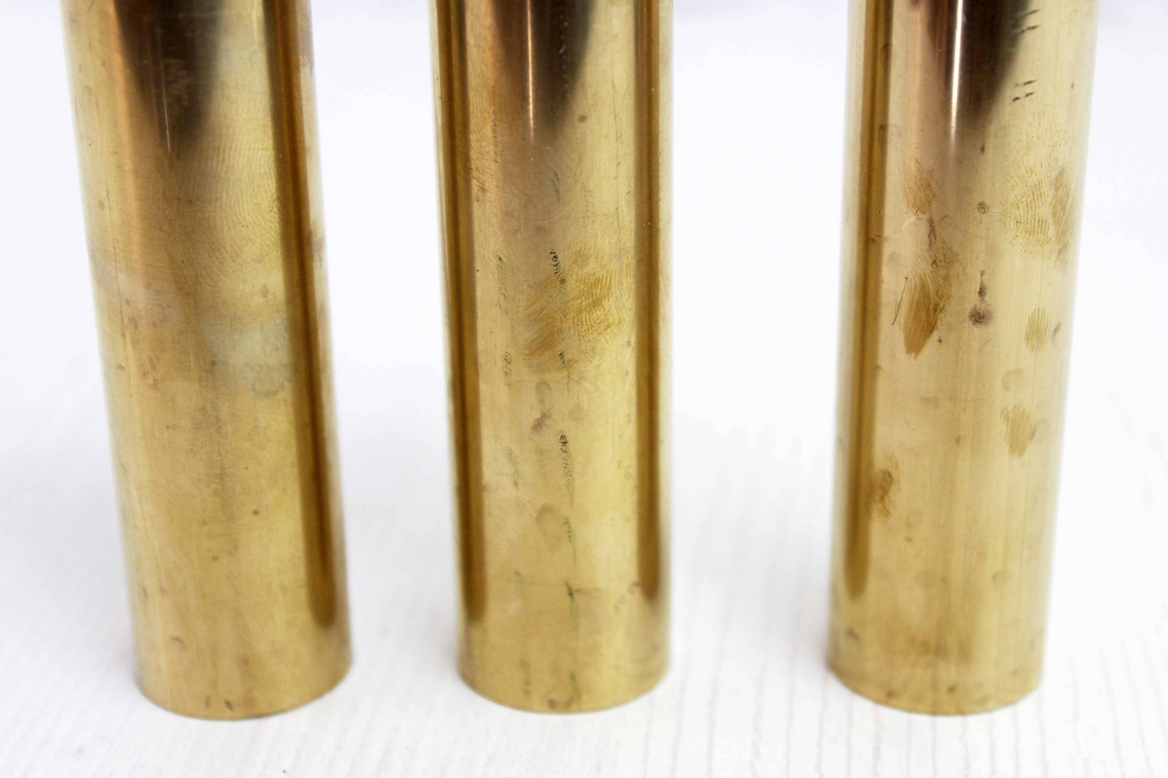 Set of 3 solid brass candle holders