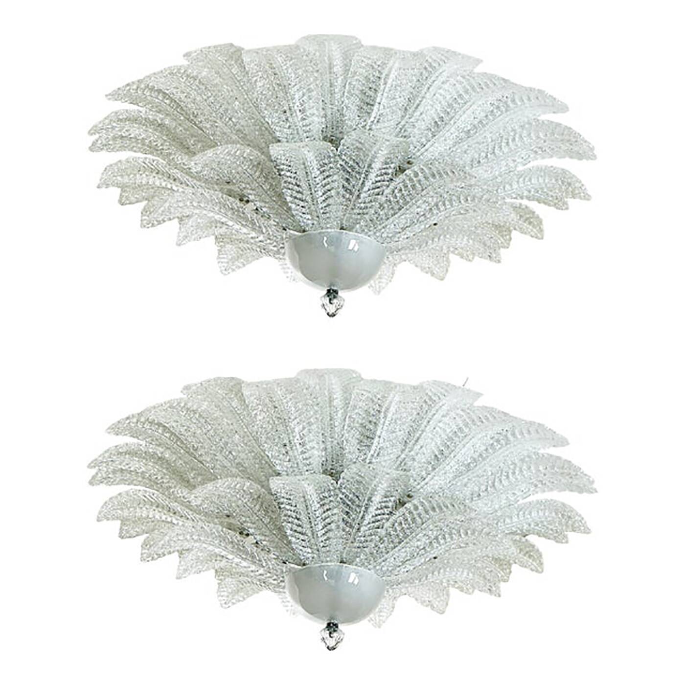 Set of Two Venetian Murano Glass Flush Mount, Mazzega Zuccheri Venini Barov