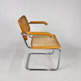 Tubular Frame and Cane Cantilever Dining Chair, Italy, 1970s