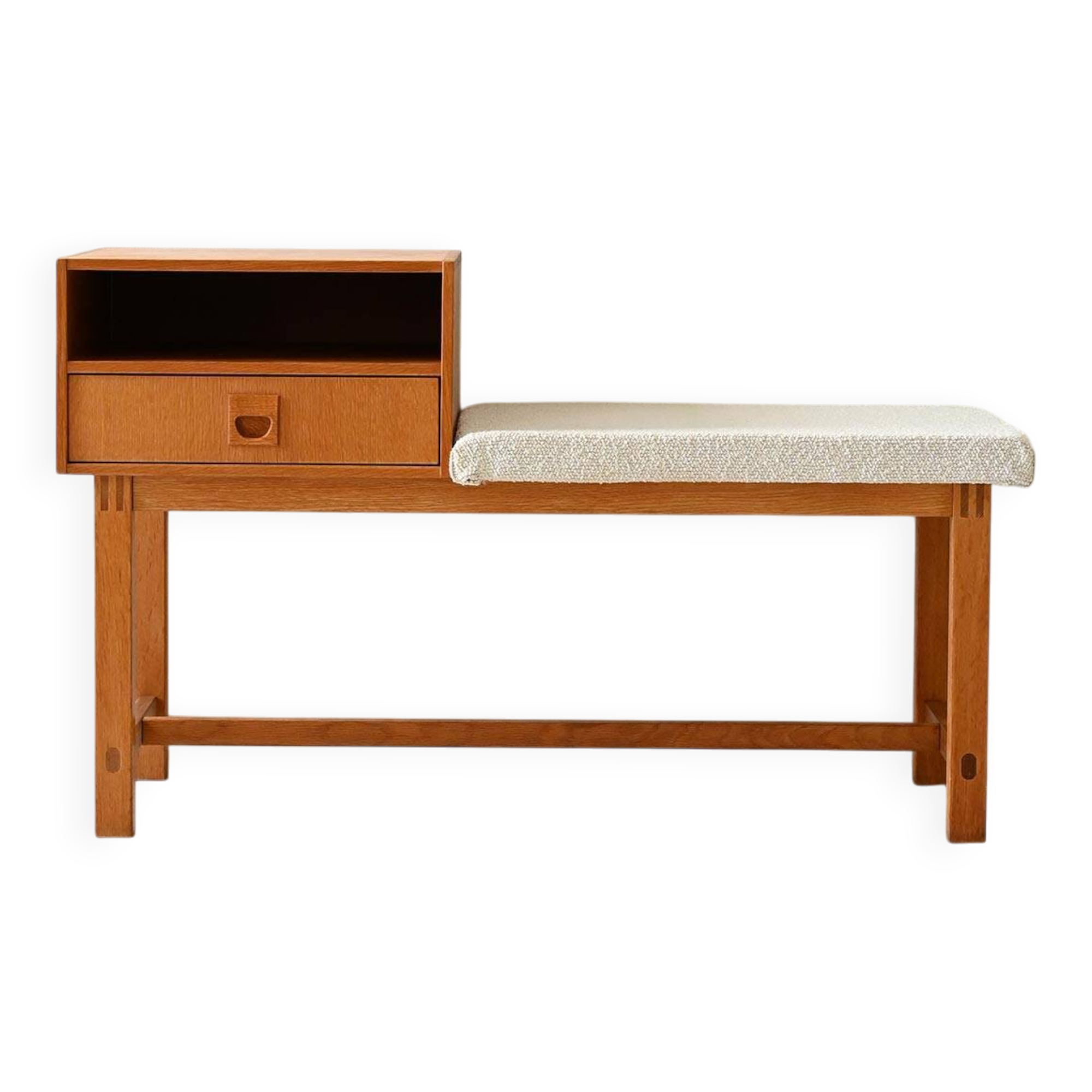 Vintage Scandinavian Gossip Chair with Drawer