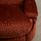 Fauteuil en velours avec pieds arrondis en bois, années 1970