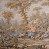 Large jacquard tapestry with a gilded wooden frame – 163x83 cm.