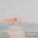 Camille COMBE: Twilight reflections on the water, original signed watercolor