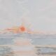 Camille COMBE : Reflets du crépuscule sur l’eau, aquarelle originale signée