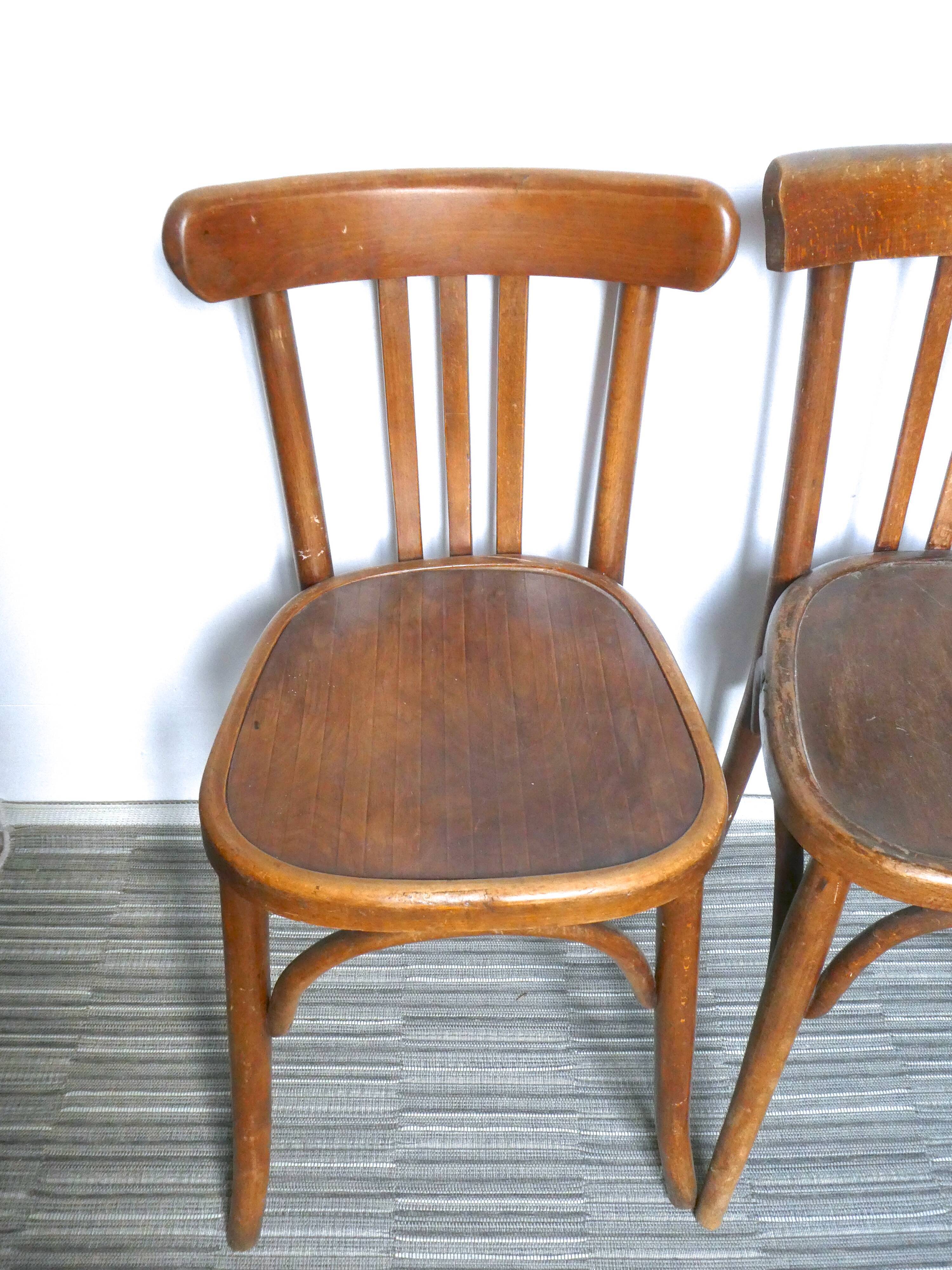 Pair of bistro Mahieu and Fischel bentwood chairs