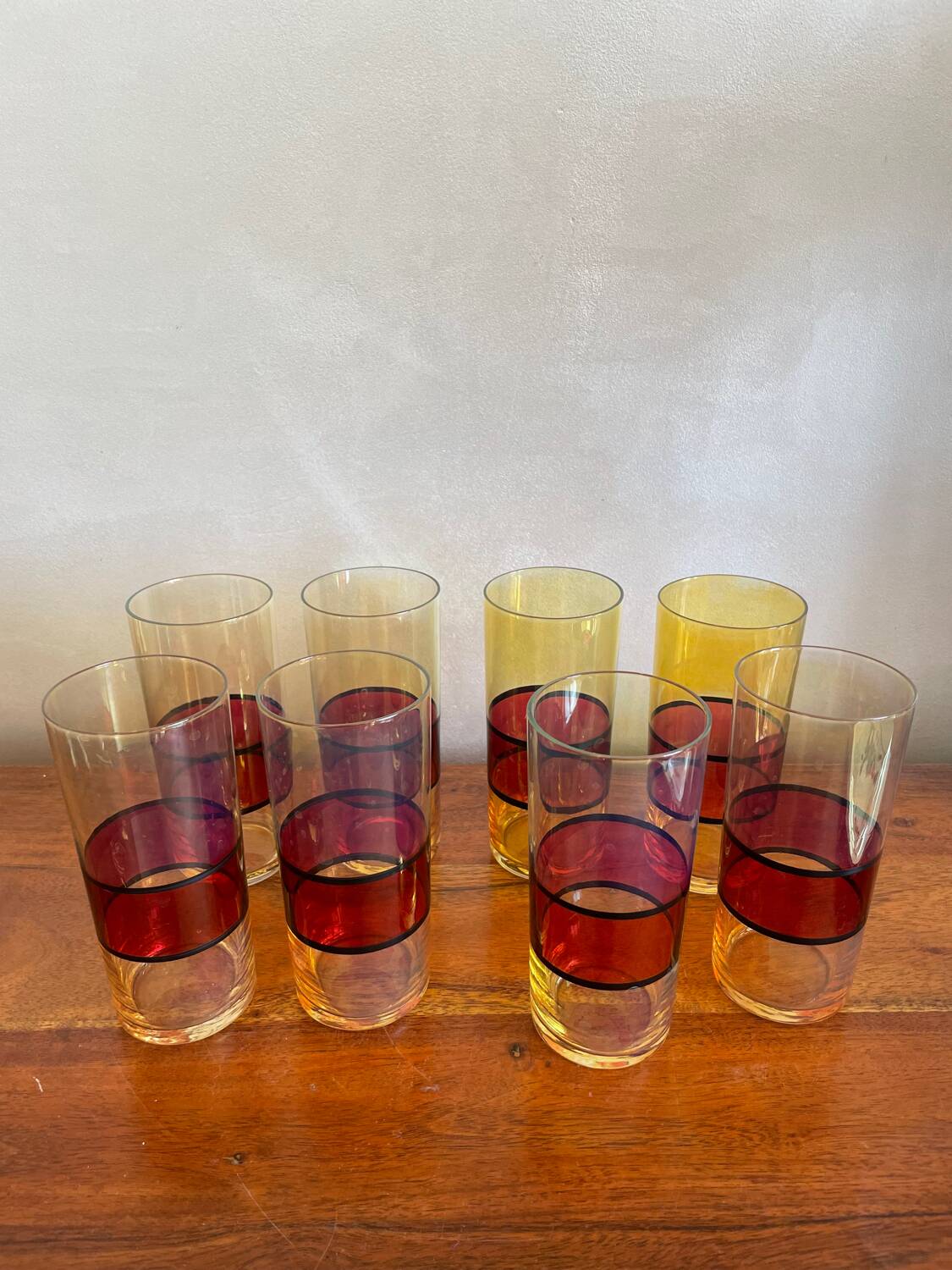 8 large colored glasses