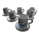 Lot de 6 tasses et 6 soucoupes à café en grès français