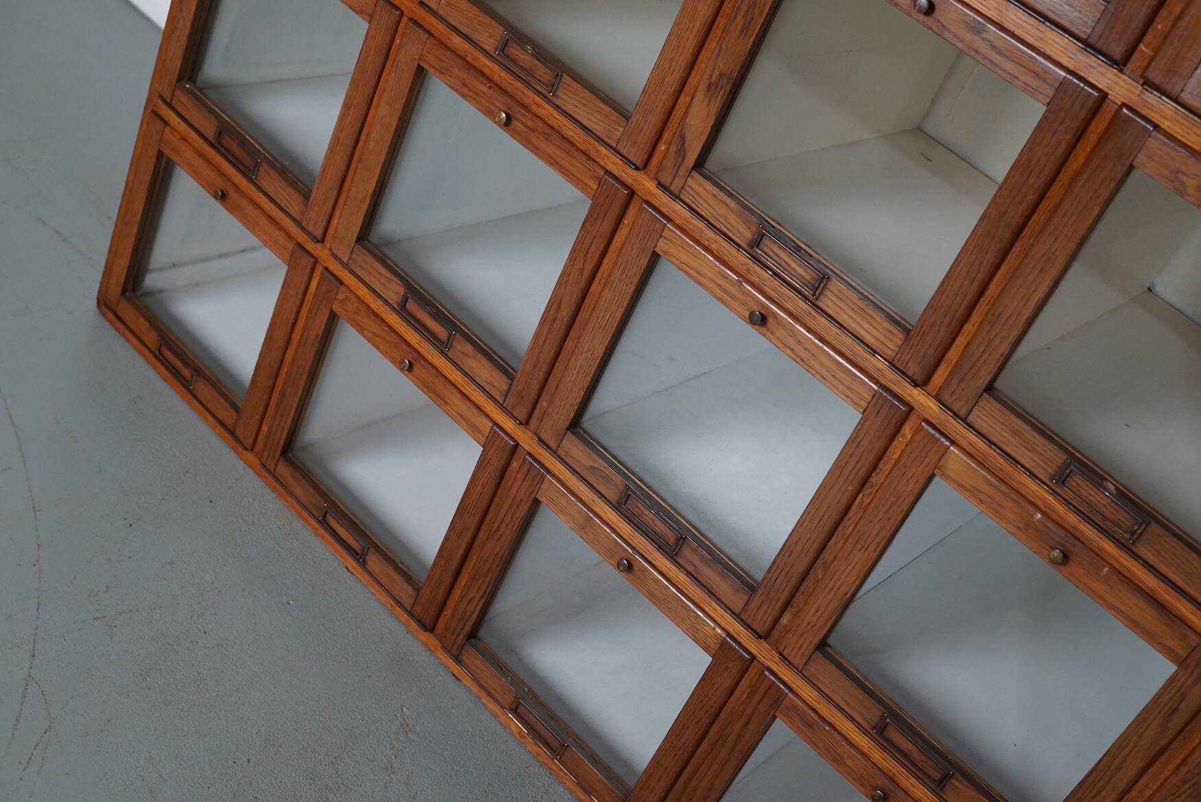 Antique Large Dutch Oak Haberdashery Shop Cabinet Folding Doors, 1920/30s