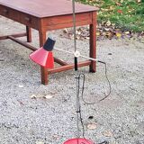 Designer reading lamp from the 70s in chrome and red lacquered sheet metal