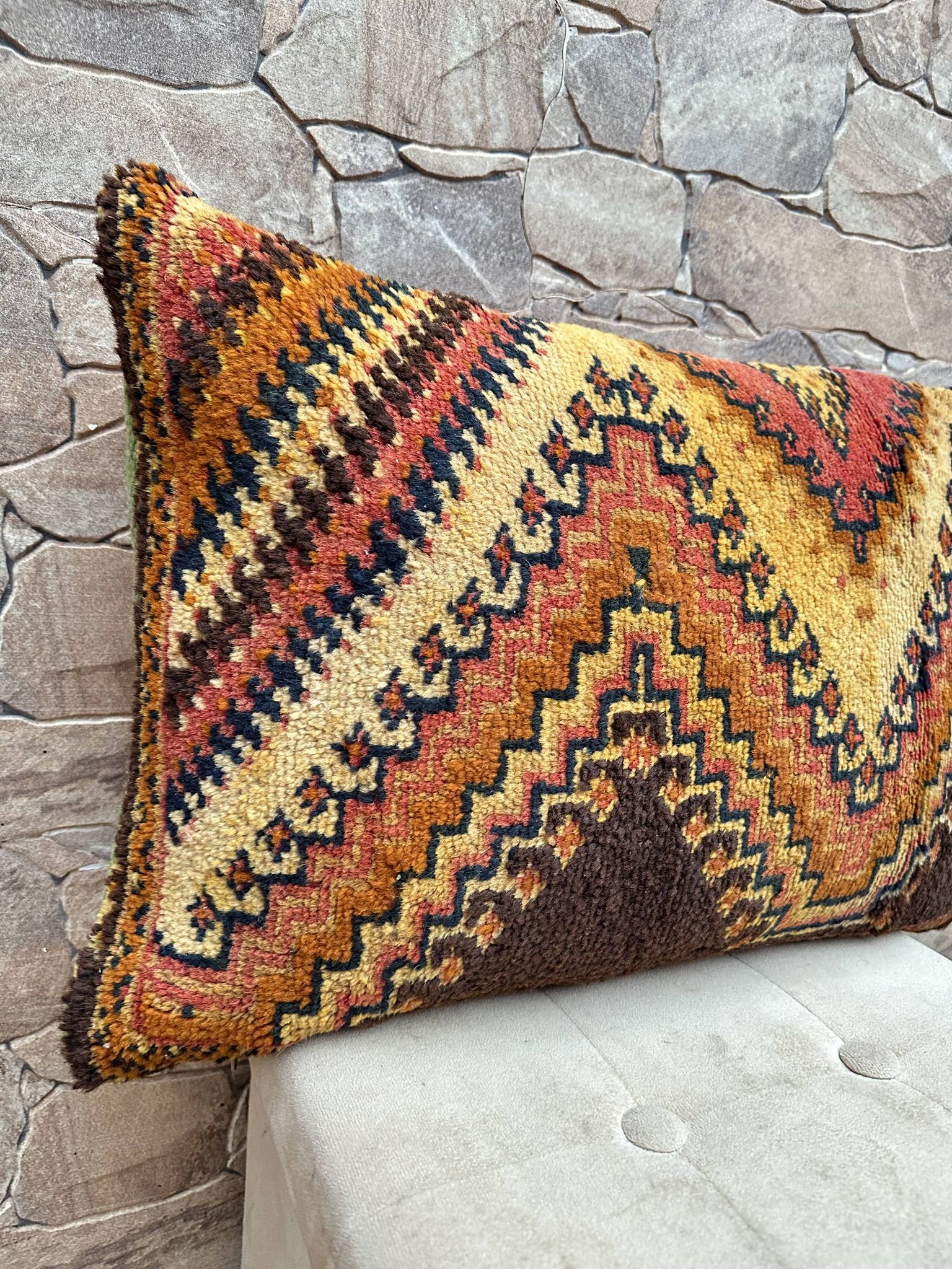 Housse de coussin Kilim berbère vintage : Coussin en laine marocaine