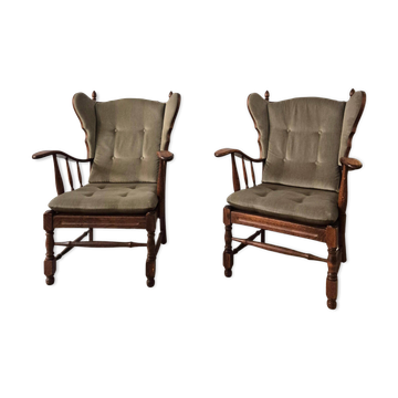 Pair of Scandinavian wingback chairs, 1960s/70s.