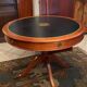 Circular table in solid mahogany and black leather claw base Restoration