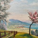 Tableau HSP "La vallée ensoleillée" signée J. Meckert vers 1950