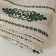 Vintage beige Basque linen with green patterns: tablecloth and 8 napkins.