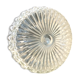 Plafonnier rond en verre ciselé des années 50