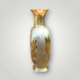 Vintage enamelled brass vase with owl decoration – handcrafted
