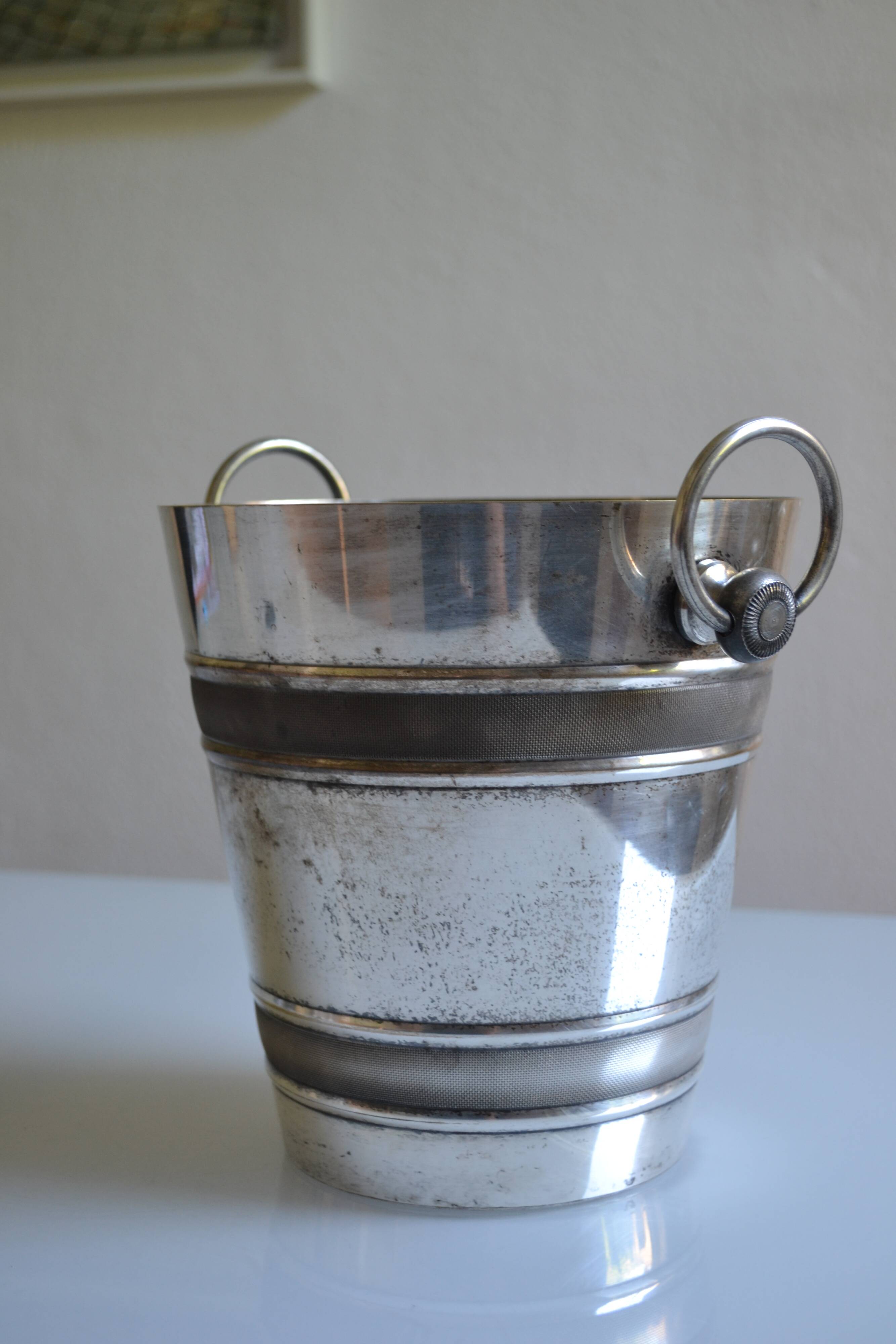 Silver-plated ice or champagne bucket with goldsmith's hallmark