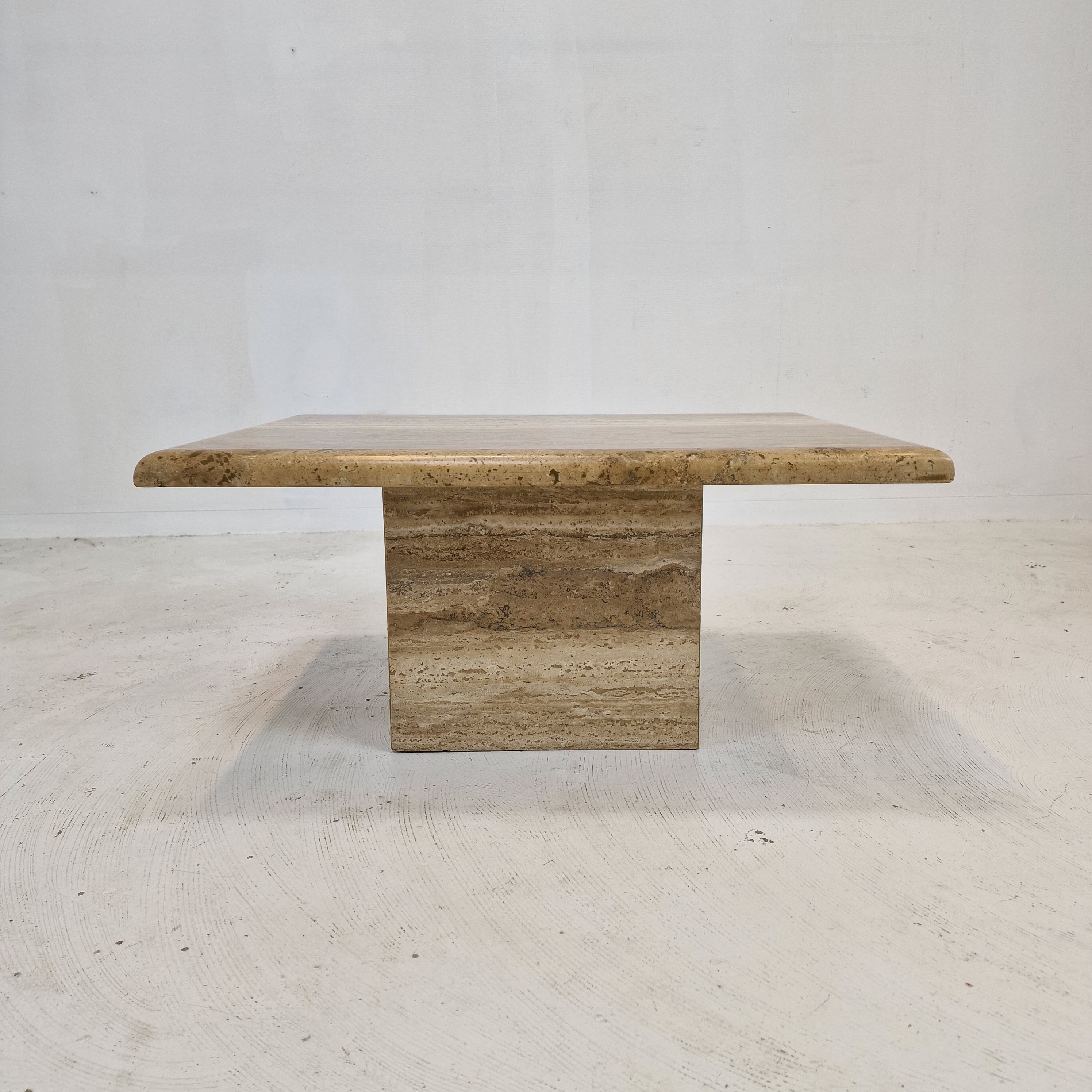 Italian coffee or side table in travertine, 1980s