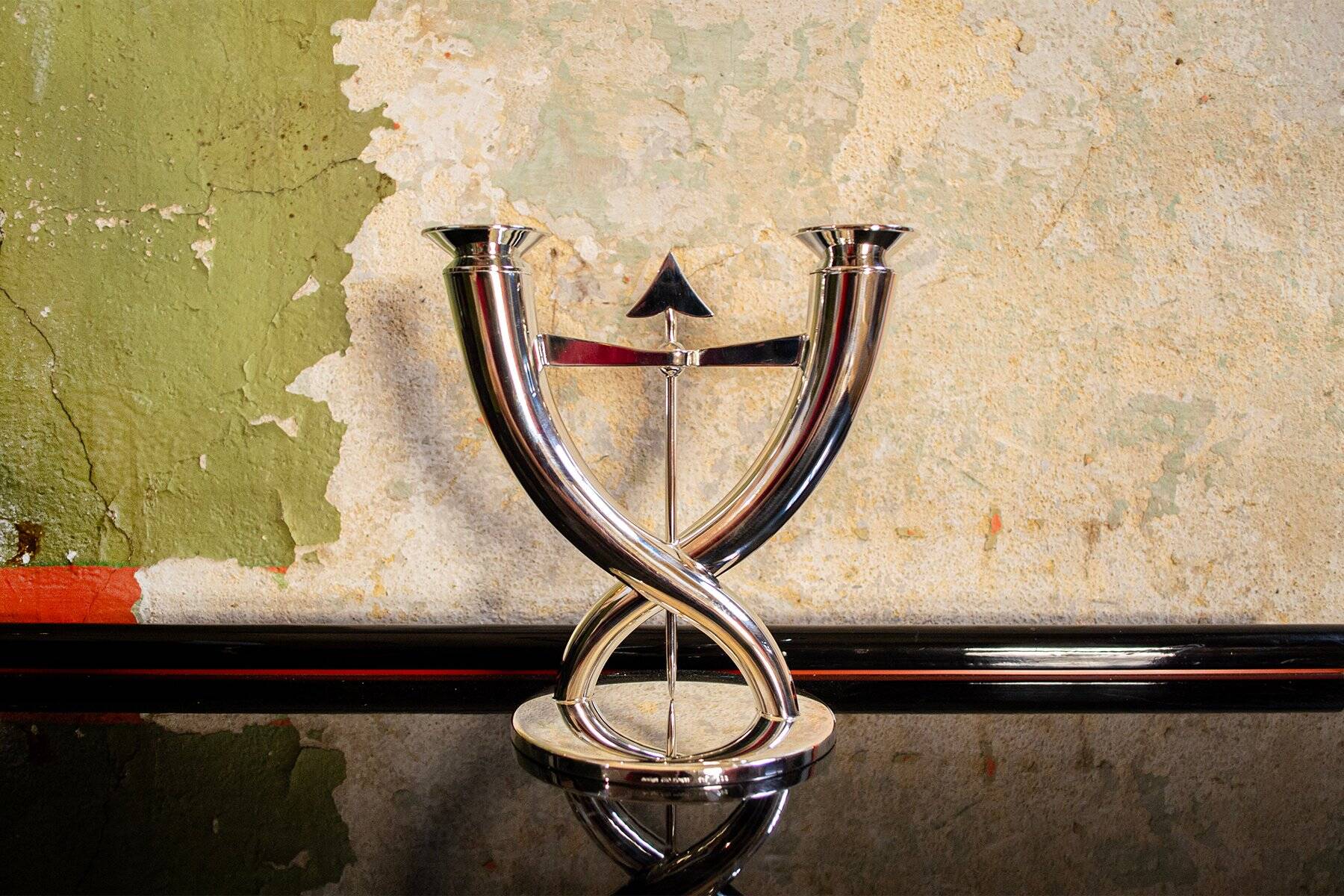 Fleche candelabrum plated in silver by Gio Ponti for Christofle, 1928