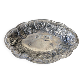 Pewter dish art nouveau florat decoration