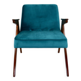 Fauteuil Bunny Vert Pétrole attribué à Józef Chierowski, 1970