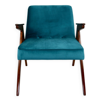 Fauteuil Bunny Vert Pétrole attribué à Józef Chierowski, 1970