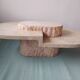 Table basse ovale en pierre et marbre