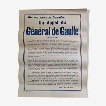 Old/original poster An appeal from General de Gaulle 1954-1955