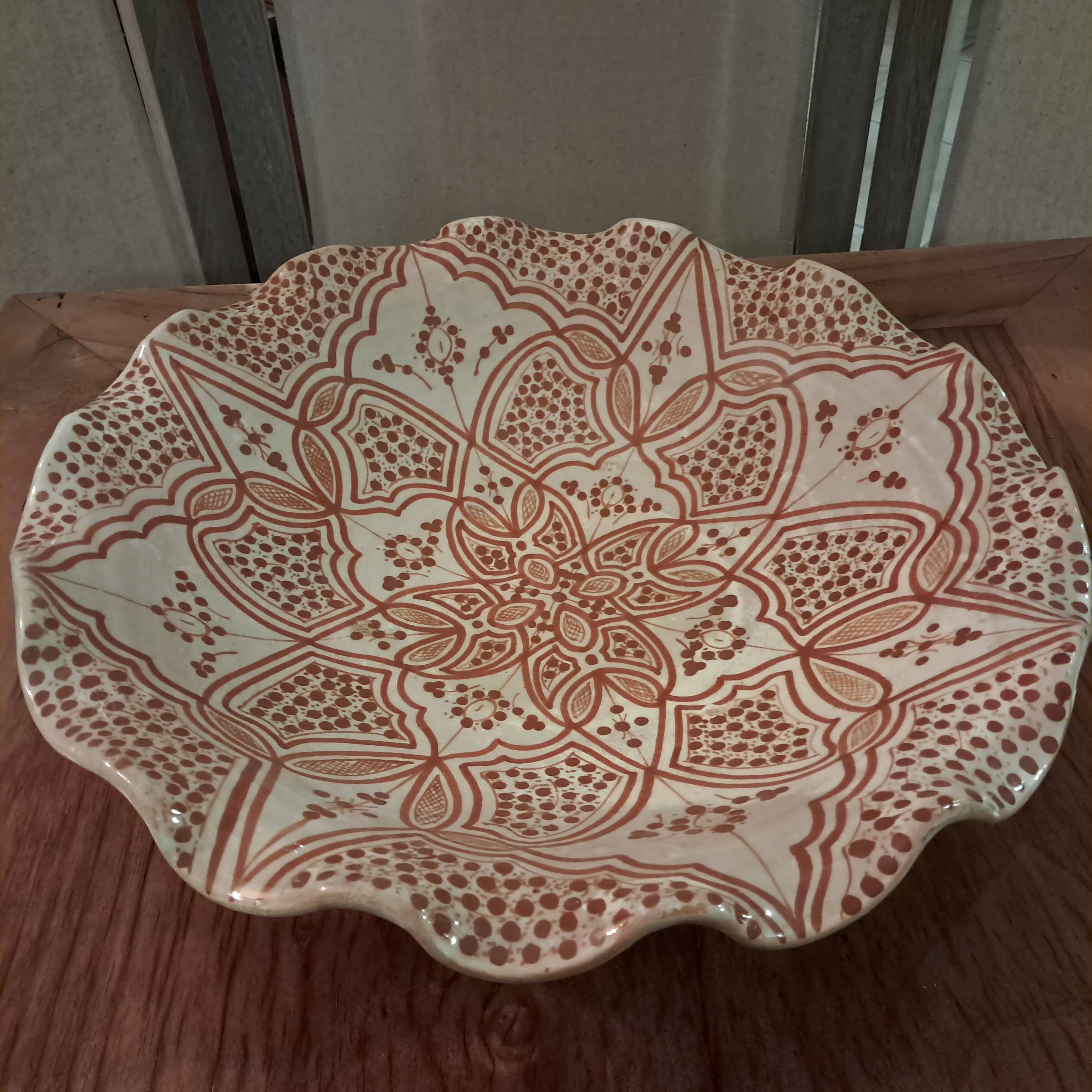 Moroccan handmade terracotta dish/salad bowl