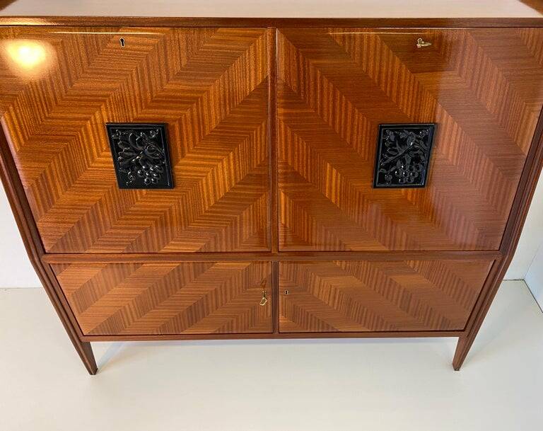 Italian Mahogany Secretaire Cabinet, 1950s