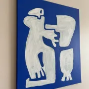 Peinture sur toile "Happy men" off-white