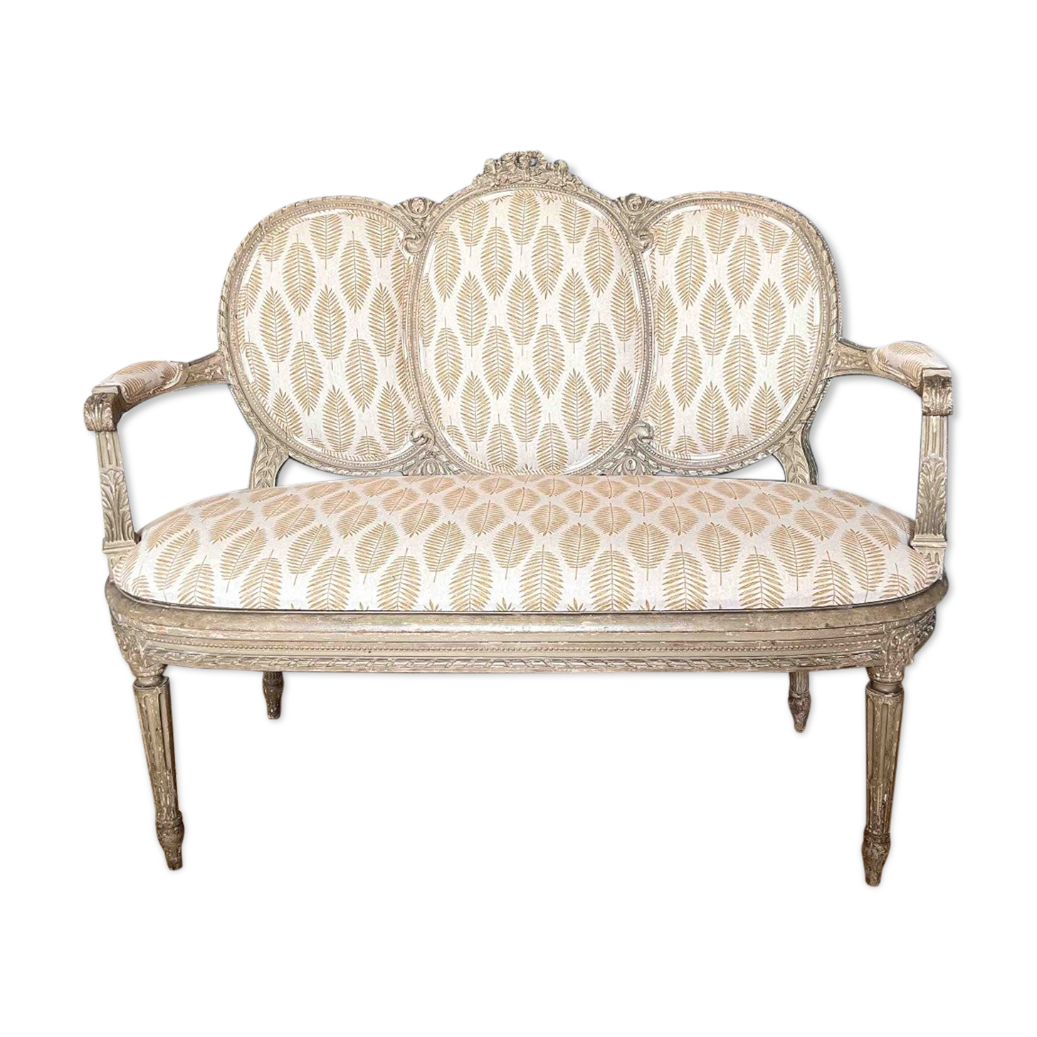 Small sofa basket Louis XVI in lacquered wood