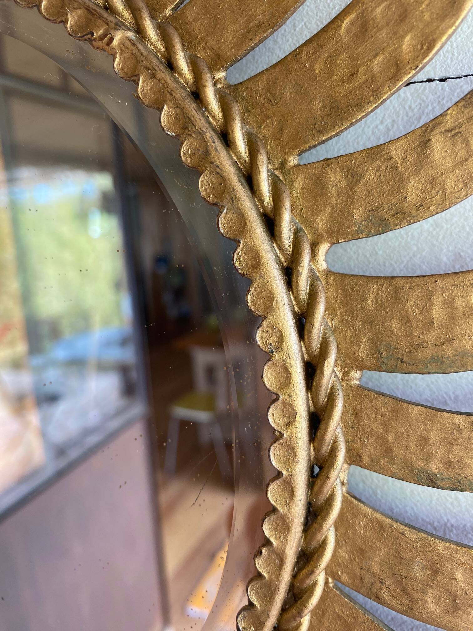 Golden sun mirror 50cm from the 70s.