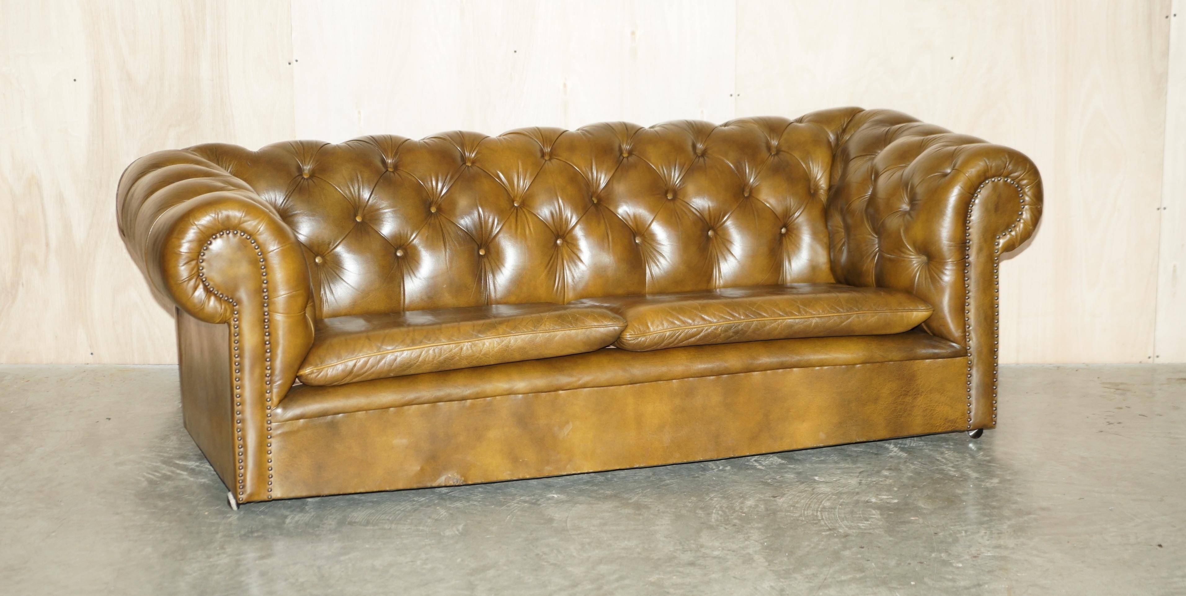 Ensemble vintage Chesterfield salon 3 pièces cuir