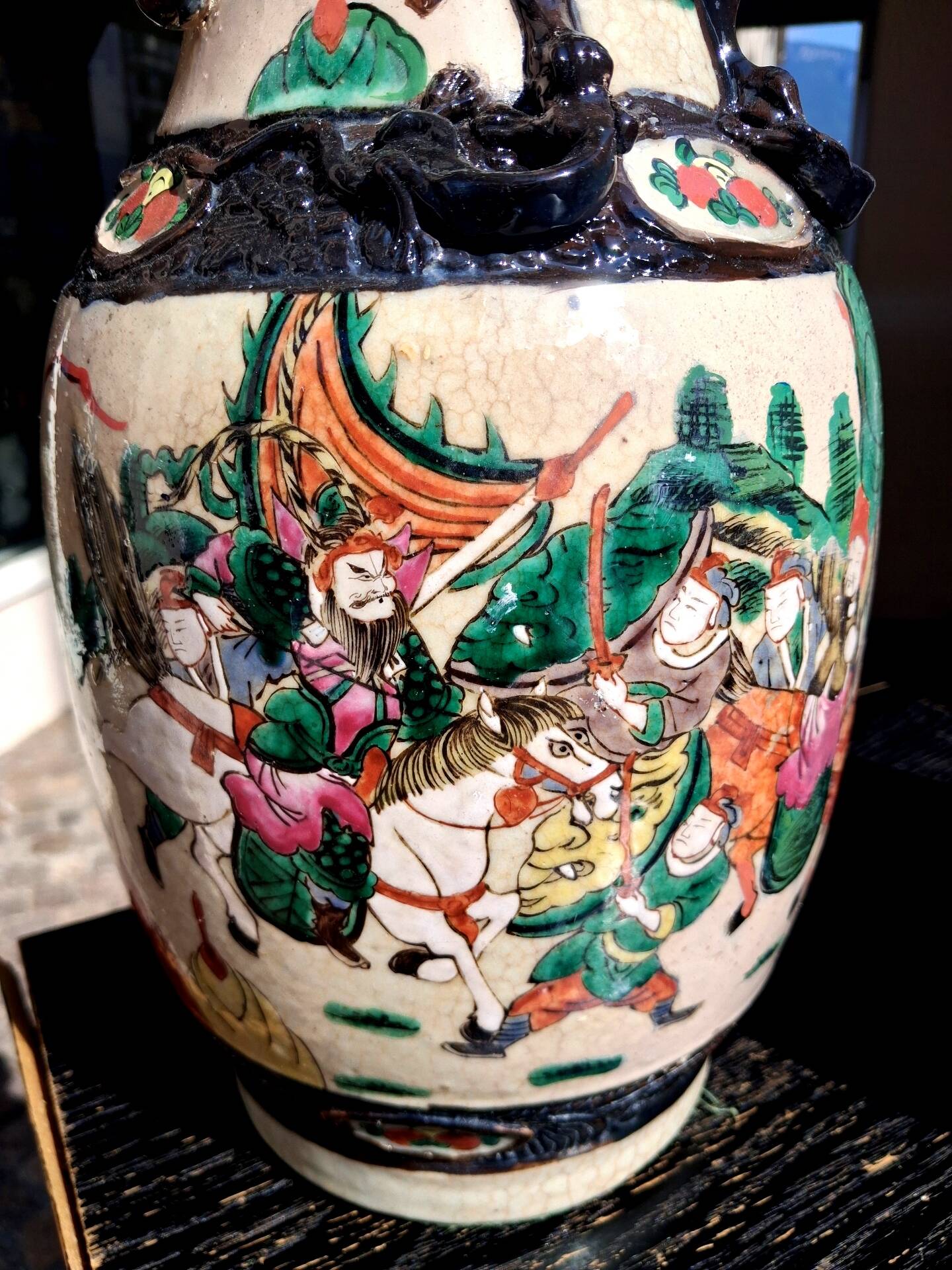 Pair of large ceramic vases from Nanking, China, Asian decor.